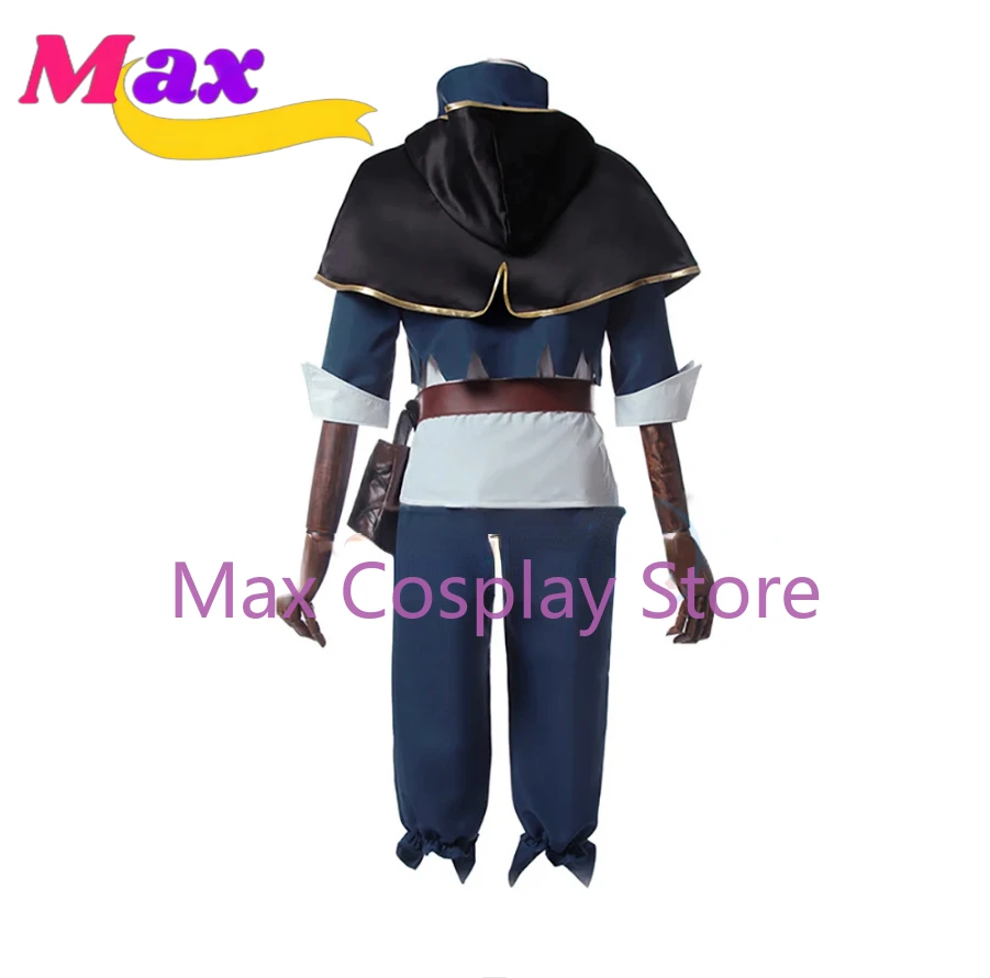 Max Asta Anime Cosplay Costume Wig Black Bull Cape Cloak White Top Pants Belt Bag Outfit Five Leaf Noelle Men