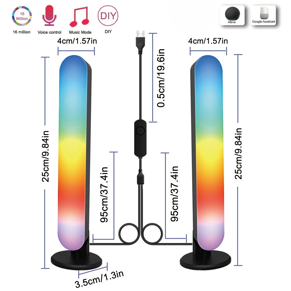 Smart Tuya WIFI Desktop Ambient Light RGB Colorful Game Computer Bluetooth E-sports LED Music Pickup Light