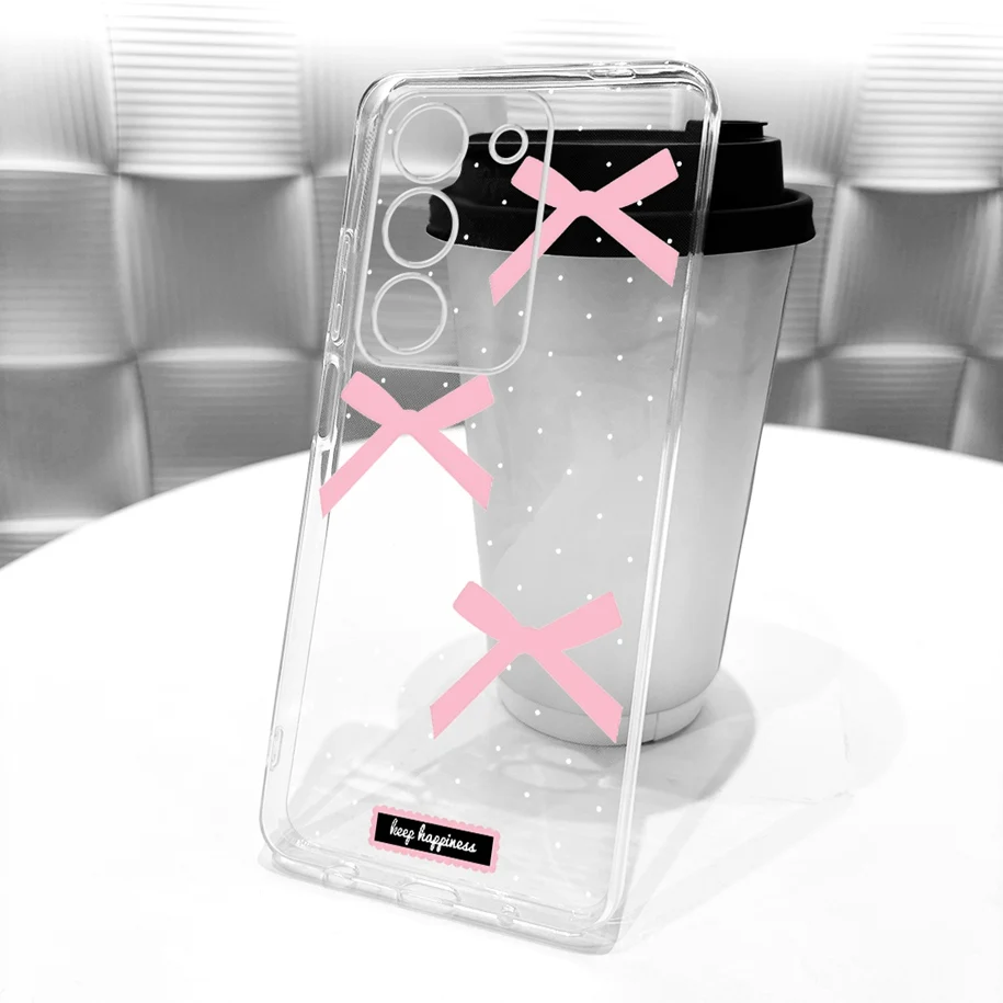 Floral Bow Bumper Soft Silicone Clear Phone Case Cover
