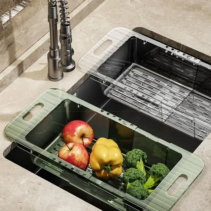 Kitchen telescopic drain rack vegetable sink drain basket household plastic sink filter basket pool vegetable rack