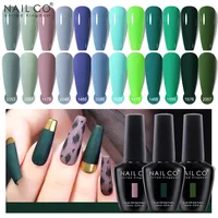 NAILCO 15ml Green Series Dark Color Gel Nail Polish Lasting Hybrid For Base Matte Top Coat Manicure Soak Off UV LED Nail Art Gel 1