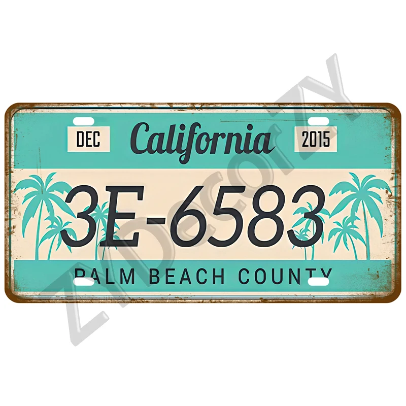 Famous State Car Tinplate Plate Plaque Tin Sign Wall Decor Route 66 Metal Sign Vintage Bar Decor Number Poster Art USA Craft