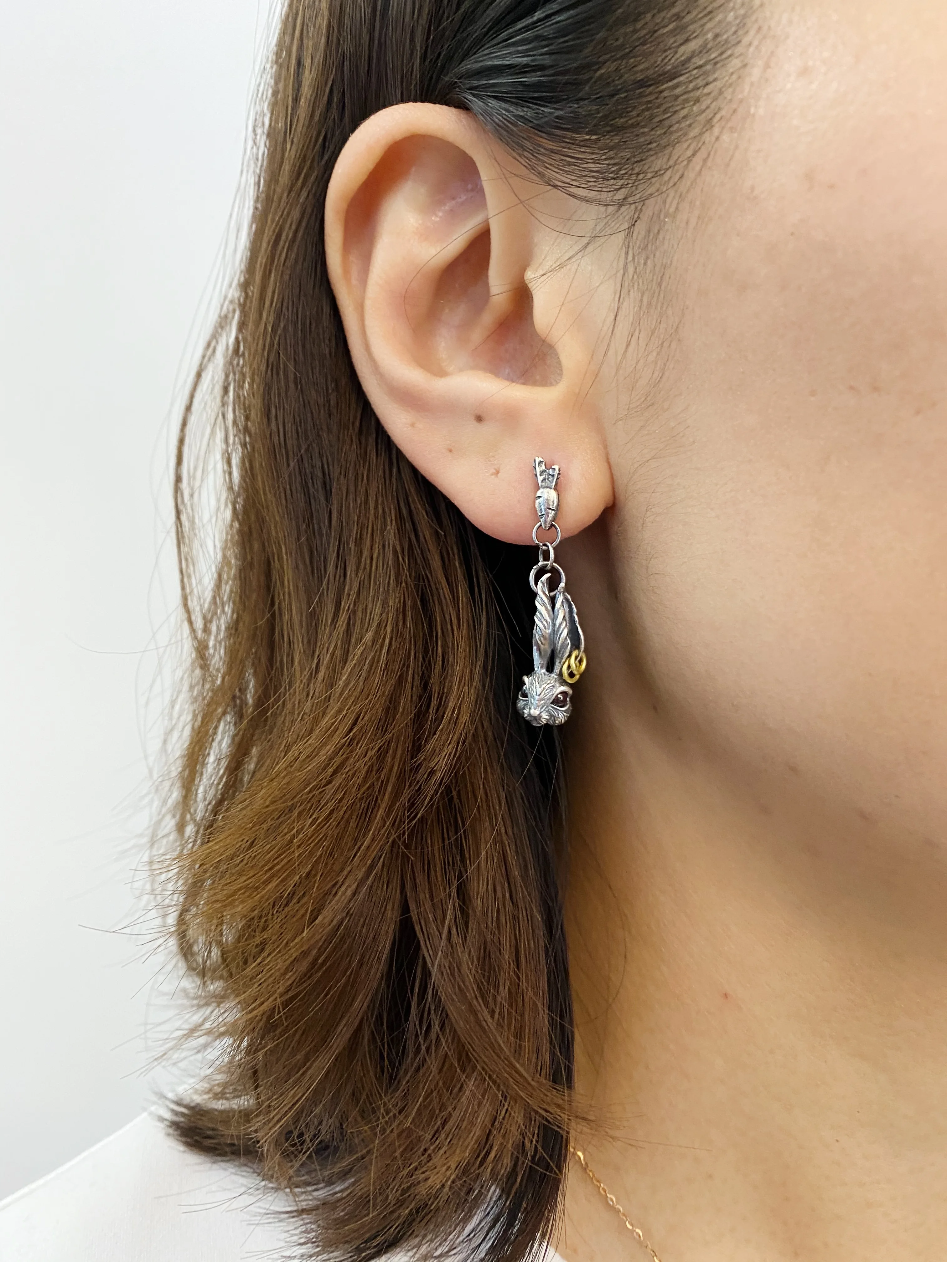 Silver Rabbit Earrings | Rabbit Stud Earrings | Jewelry
