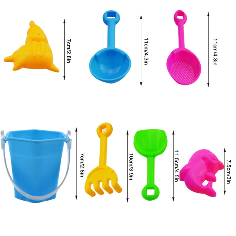 7PCS Summer Beach Toys for Kids Sand Set Beach Game Toy for Children Beach Buckets Shovels Sand Gadgets Water Play Tools 6