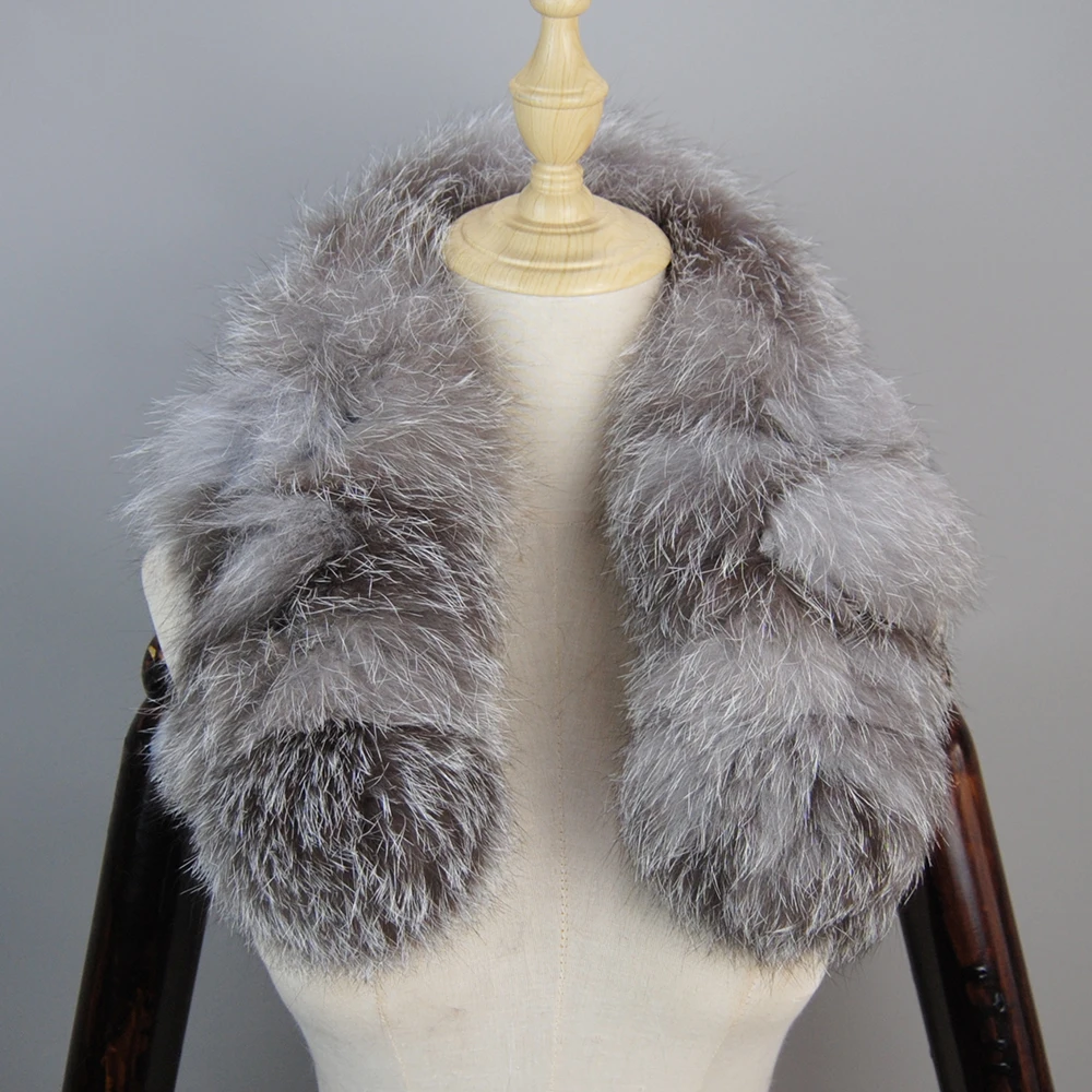 2025 Winter New Arrival Knitted Women Real Fox Fur Scarf Fluffy Warm Winter Natural Fur Scarves Female Fashion Short Neck Warmer 2