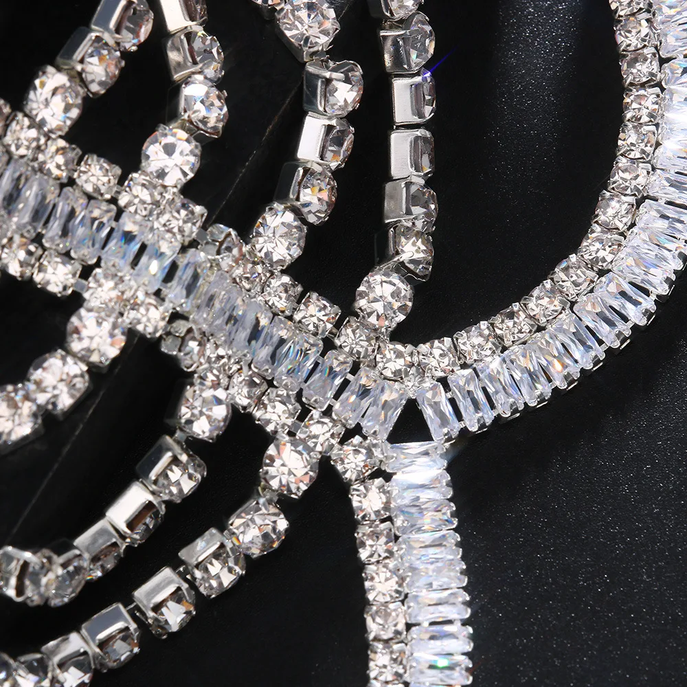 Luxury Rhinestone Zircon Multi-layer Body Chest Chain Harness Necklace Body Jewelry for Women Crystal Sexy Bikini Top Bra Breast
