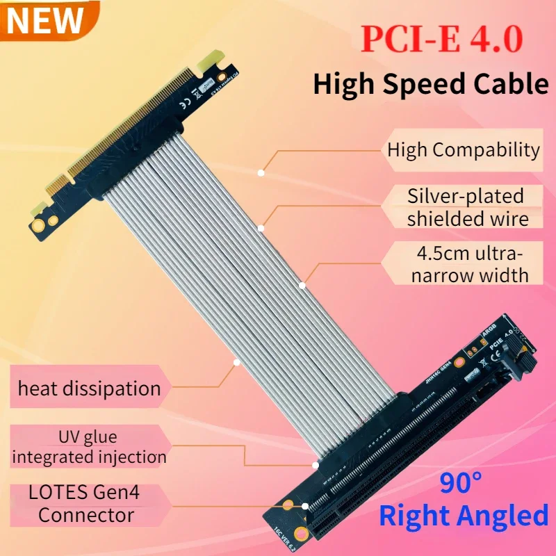 Riser Placa Gráfica Prateada Suporte Vertical Suporte para Gpu Gen4 Pcie 4.0 16x Cabo de Extensão Riser 1550cm Pci-e 4.0 Rtx 4090 - Imagem 4