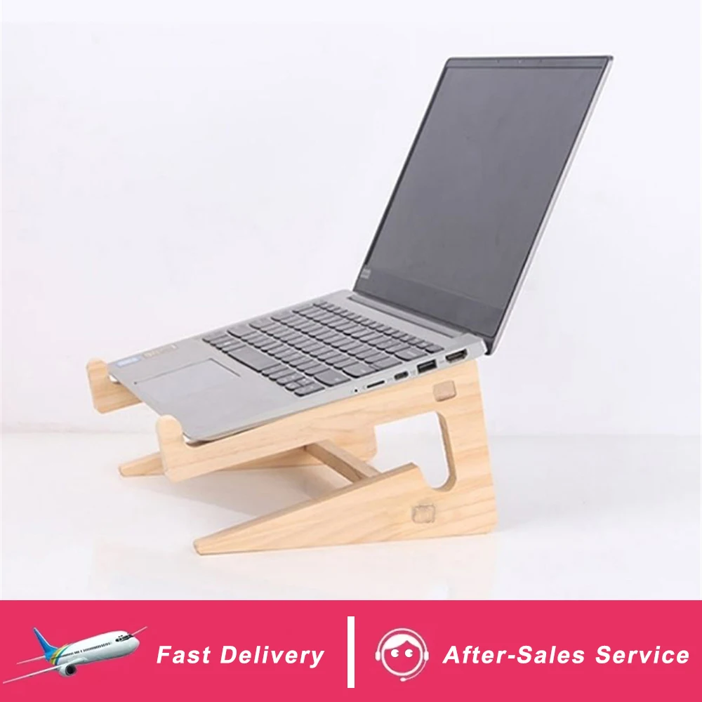 Universal Wooden Laptop Stand 10-17 Inch Computer Cooling Bracket Desktop Vertical Holder Detachable Wood Base Mount for Macbook Laptop Stand