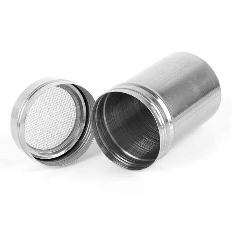 Coffee Shaker Stainless Steel Chocolate Shaker + 16Pcs Coffee Stencils Template