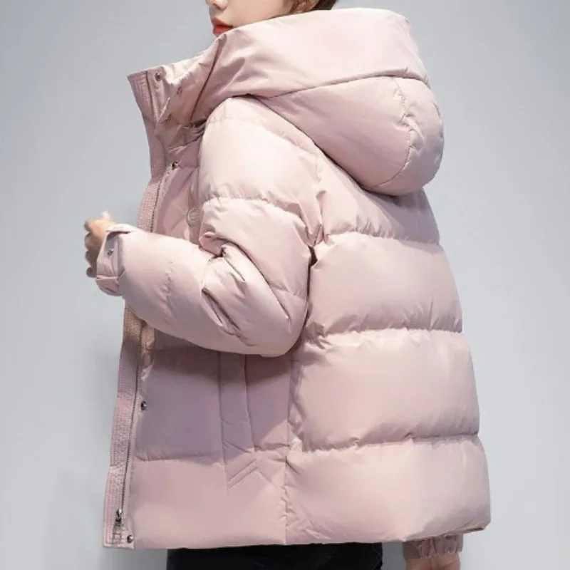2023 New Women Down Jacket Winter Coat Female Short Fashion Parkas Thick Warm Outwear Hooded Simplicity Versatile Overcoat