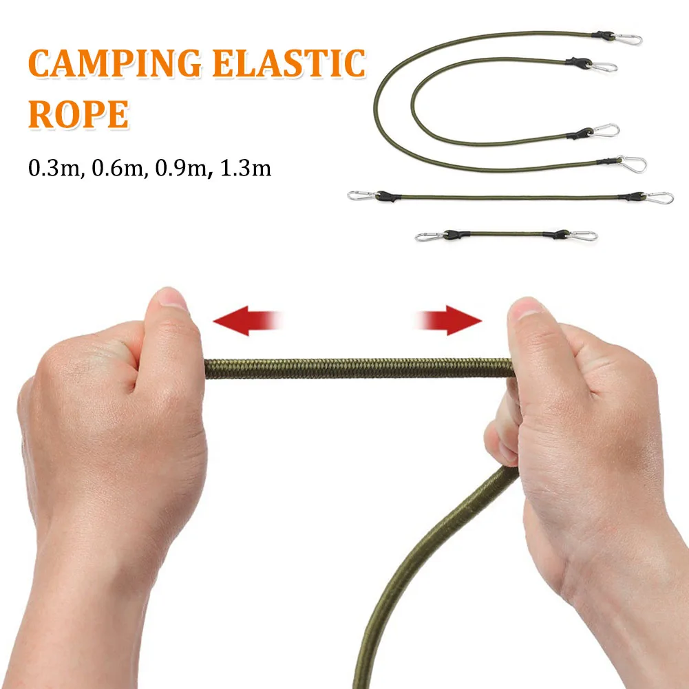 

30-130cm Elastics Bungee Rope Heavy Duty with Carabiner Camping Elastic Cord Tie Strap String for Kayak Camping Cycling Luggage