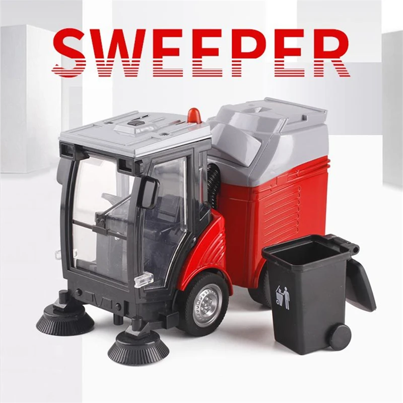 Nieuwe Legering Veegmachine Model Diecast Road Cleaning Weigeren Bin Classificatie Sanitaire Voertuigen Model Auto Geluid En Licht Kinderen Geschenken