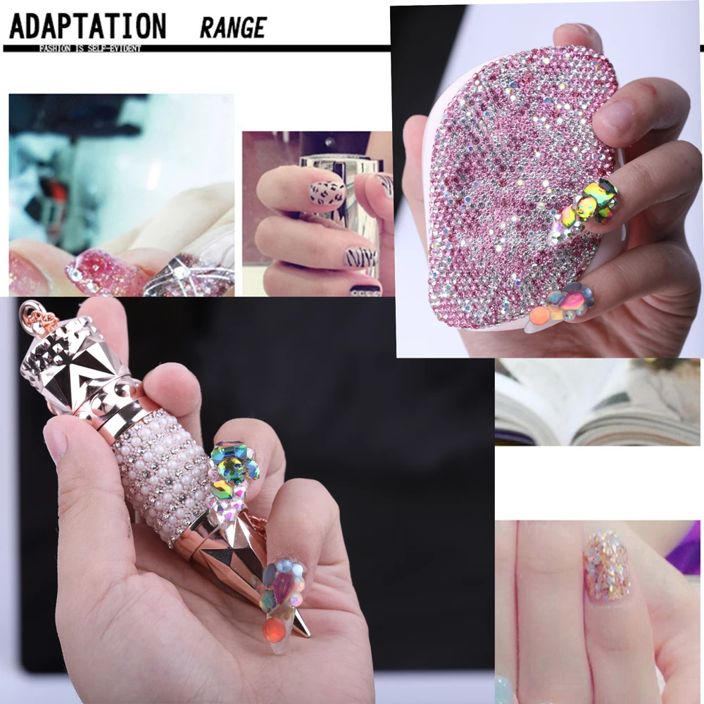 Buy Multi Shapes 3D Glass AB Crystal Nail Art Rhinestones Kit with Flatback  Round Bead Charm Gem Stone Jewelry Diamond with Pickup Pen + Tweezer for  Manicure Craft Decoration by BELLEBOOST (Iridescent)