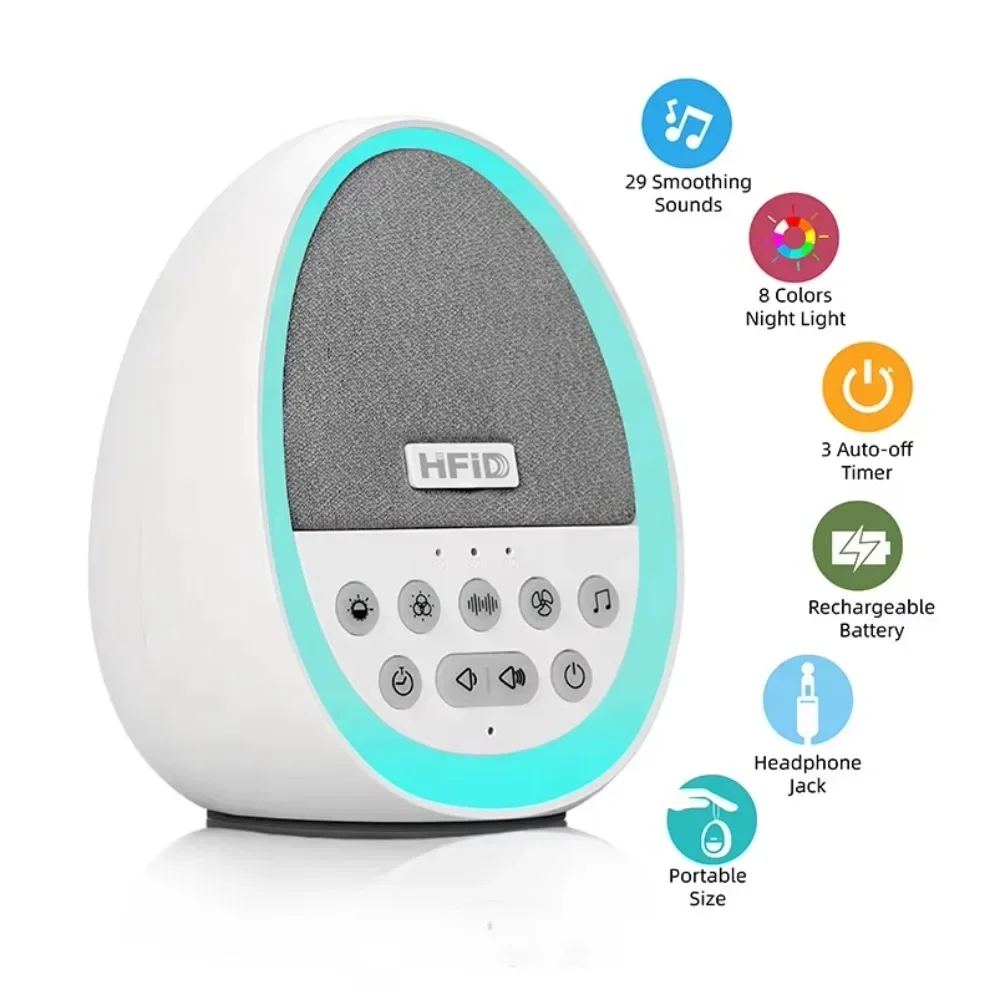 Quality Smart Health Timer Noise Maker Rechargeable White Noise Machine To Sleep With Light