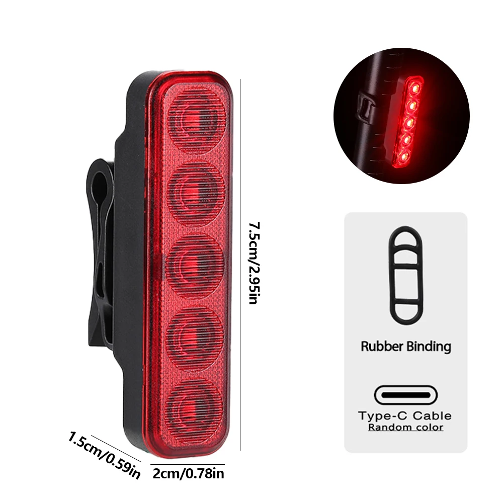 รูปสินค้า ไฟท้ายจักรยาน LED ชาร์จได้ Type-C ติดตั้งง่าย