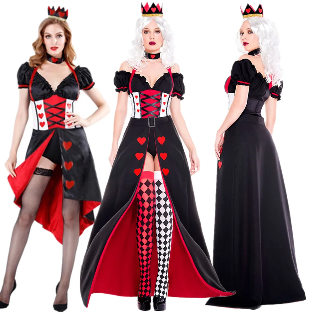 

Queen Of Hearts Alice In Wonderland Costume Poker Queen Cosplay Halloween Masquerade Costumes Sexy Dress Princess Of Hearts