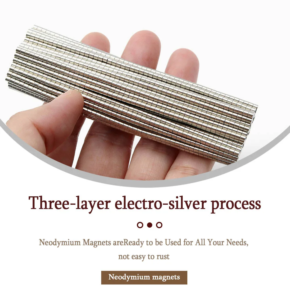 2x2mm Superstarker Runder Neodym-Magnet Leistungsstarke Magnete N35 Kleiner Permanenter Magnetischer NdFeB Kühlschrankmagnet 2x2 – Detail 3