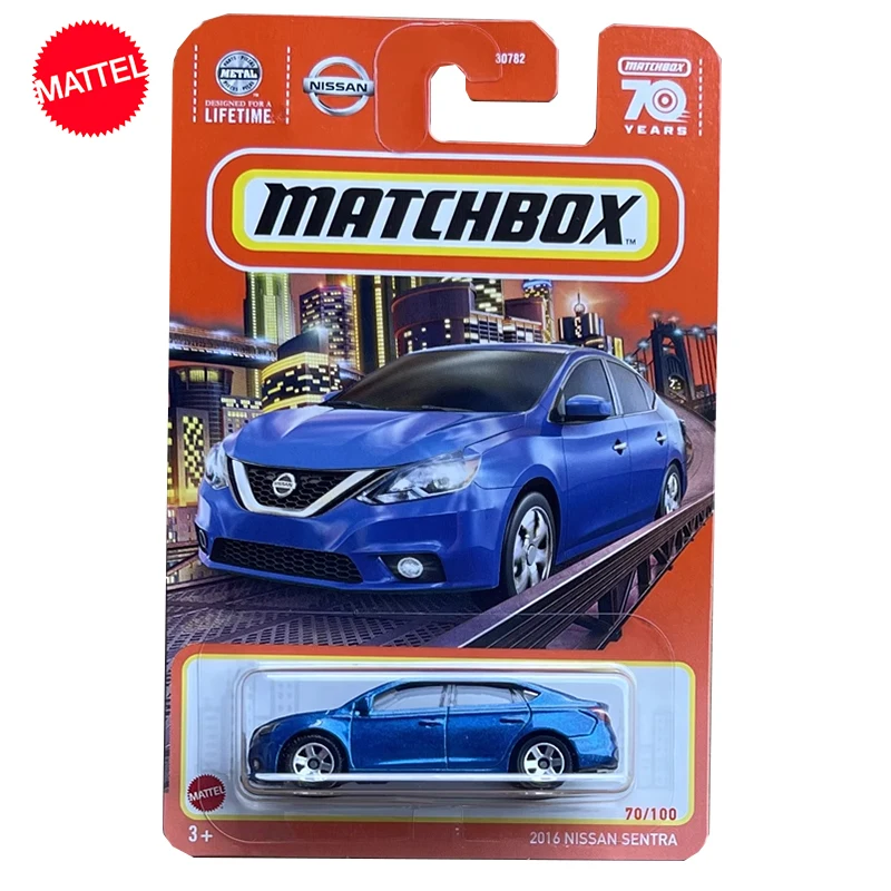 Original Mattel Matchbox Car 1/64 Diecast 70 Years 2016 Nissan Sentra 70/100 Vehicle Toys for Boys Collection Kids Birthday Gift