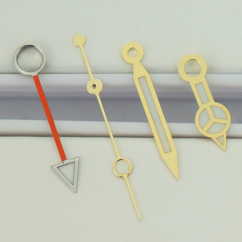 Green C3 Luminous Watch Hands for GMT Movements - Silver & Rose Gold Assembly Parts
