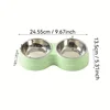 1 PCS Dual Bowl Stainless Steel Double Pet Bowls for Dogs and Cats - Non-Skid Base - Perfect for Food and Water - Easy to Clean 2