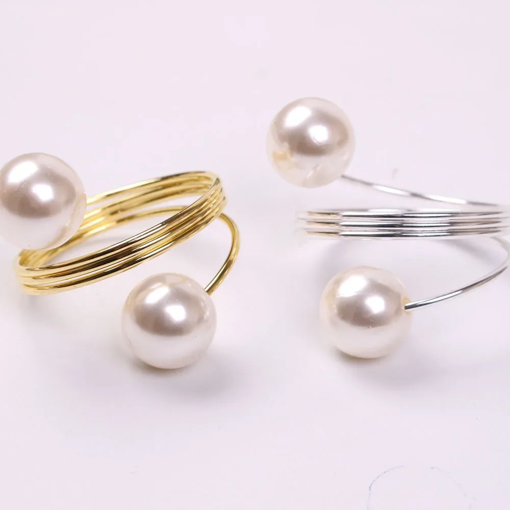 1pcs/lot Christmas napkin ring metal pearl napkin buckle holiday wedding party tableware spring ring desktop decorations napkin ring christmas napkin holder