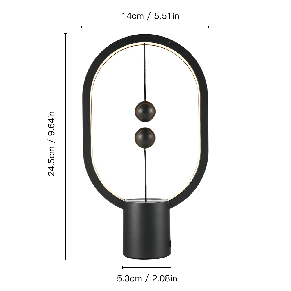 LED Mini Balance Light Creative Desktop Bedroom Lamp USB Oval Magnetic Air Switch Eye Protection Night Light Touch Control Night