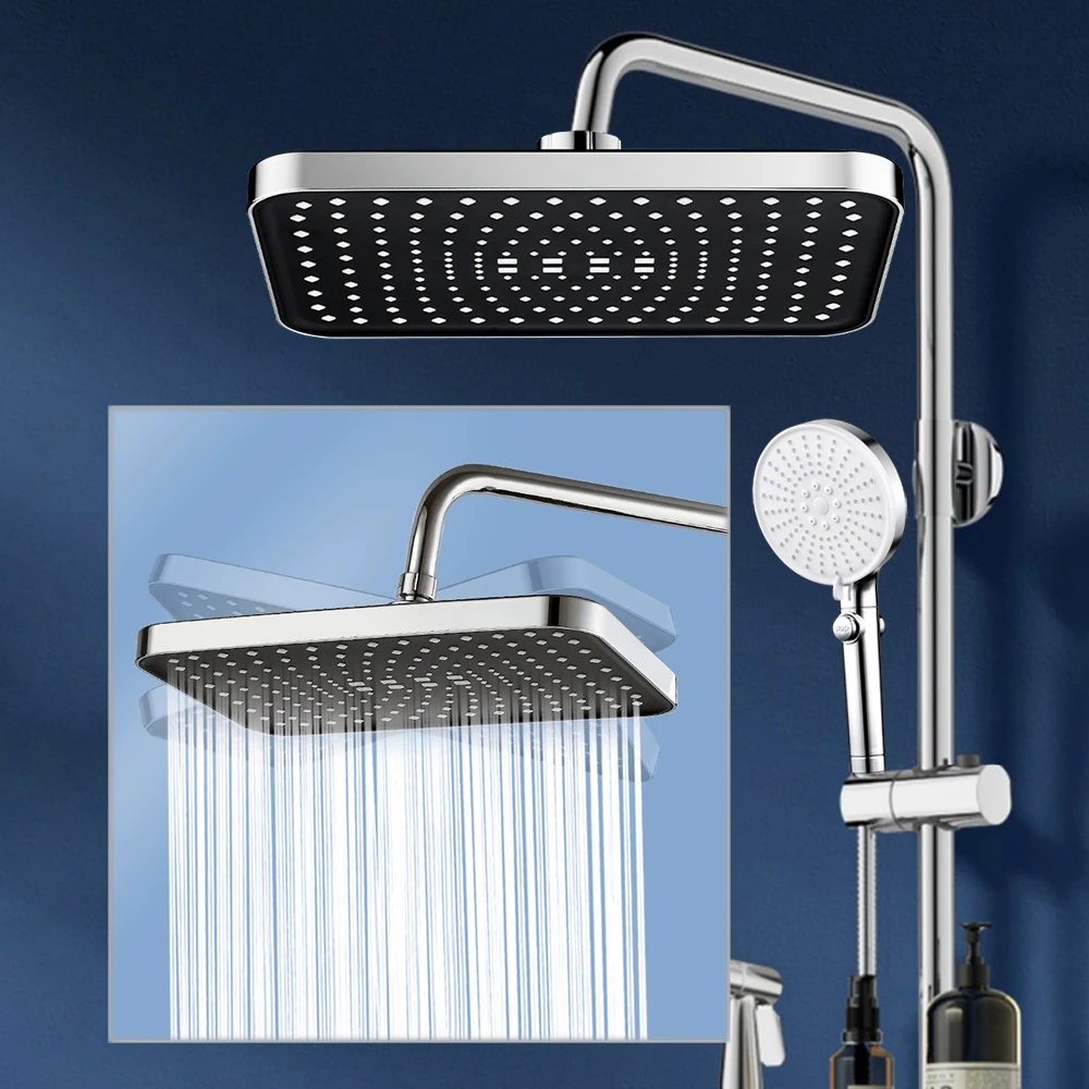 

Silver / Black Rainfall Shower Head Bathroom Top Over-head High Pressure Big Rain Shower Heads Ceiling Showerhead Accessories