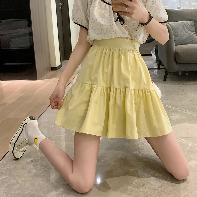 Falda de cintura alta francesa para mujer, falda de línea de nuevo diseño, Falda corta plisada, faldas Hippie Lolita de talla holgada 2022| | - AliExpress