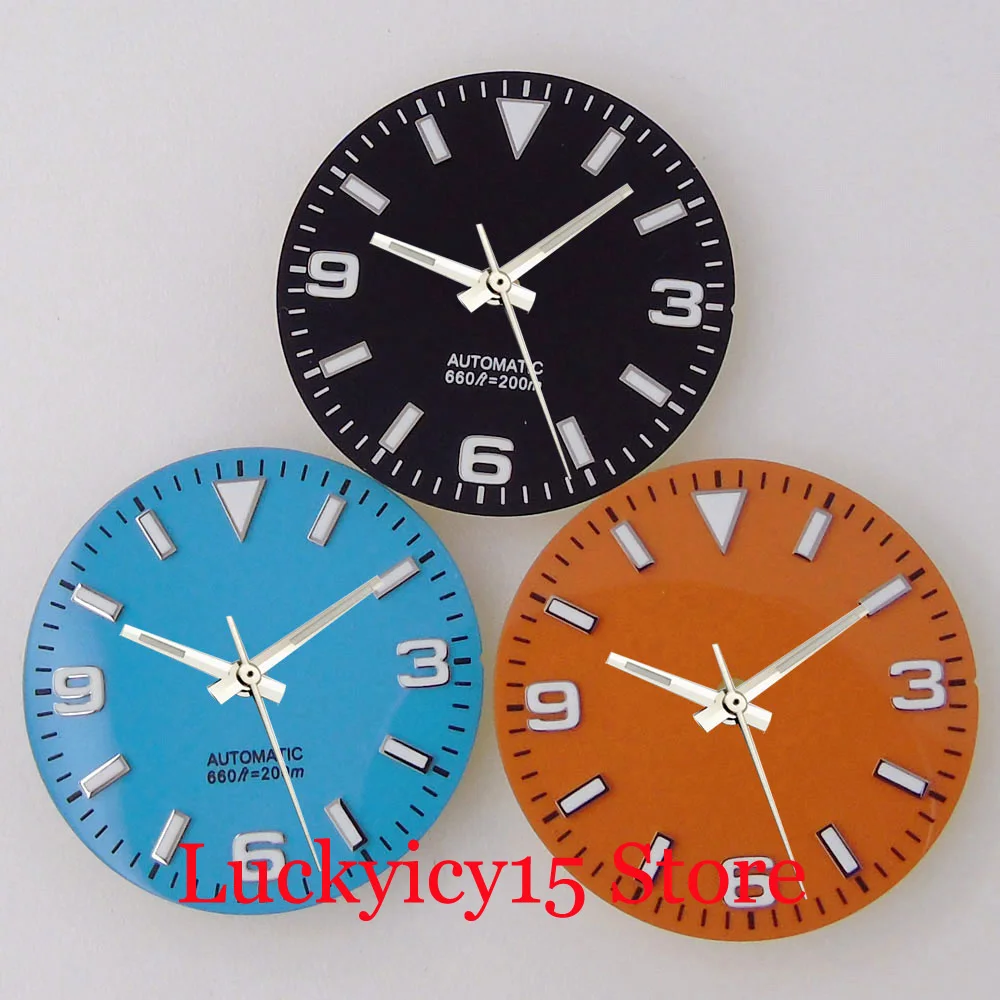 Orologio Modifica Parti 29Mm Sterile Sky Blue Nero Giallo Bianco Quadrante Senza Data Windows Green Lume Fit Nh35A Nh36A Skx Pt Eta2824