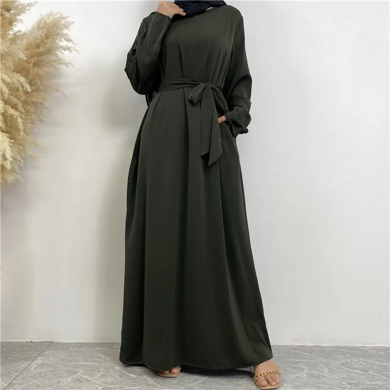 Plain Abaya Dubai Muslim Hijab Dress Basic Closed Abayas for Women with Pockets Turkey Ramadan Eid Islamic Clothing Kaftan Robe