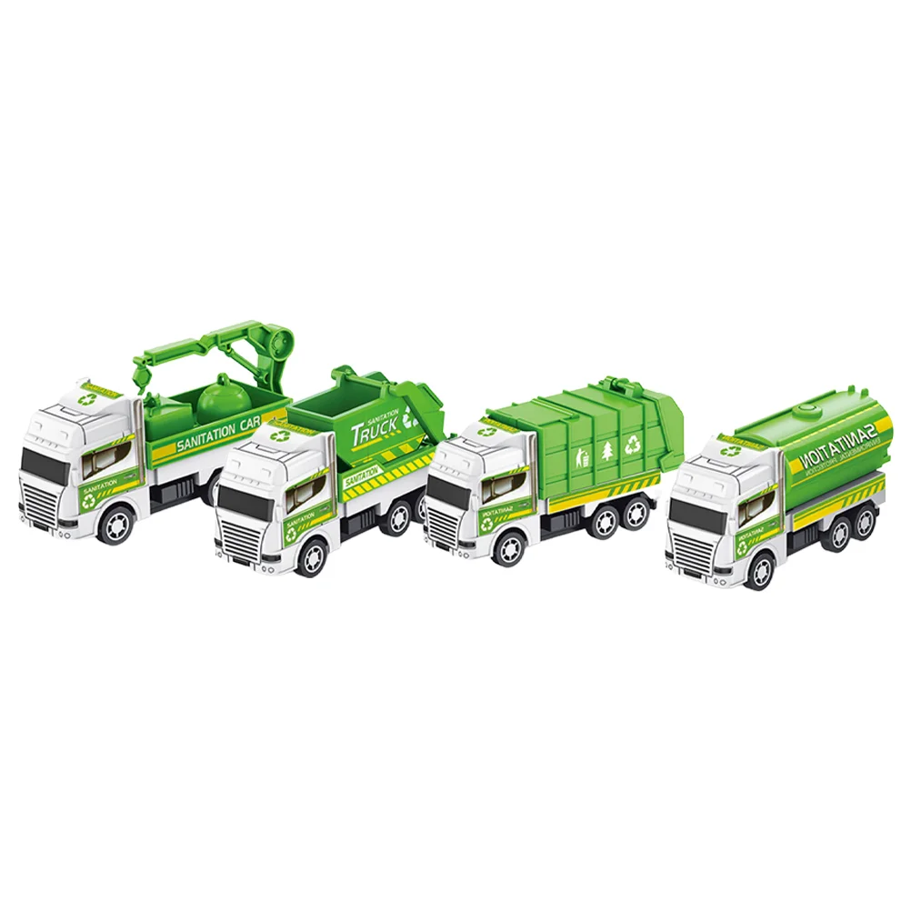 4pcs Garbage Truck Toy Children Trash Car Sanitation Model Trucks for Imaginative Play and Hand Eye Coordination Development 4