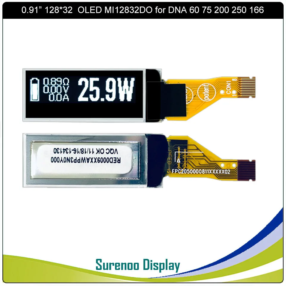 OLED Display Module 0.91" 12832 128*32 8Pin 8P SSD1306 IIC I2C Plug-In MI12832DO DNA PMOLED for DNA75 60 75 200 250 166