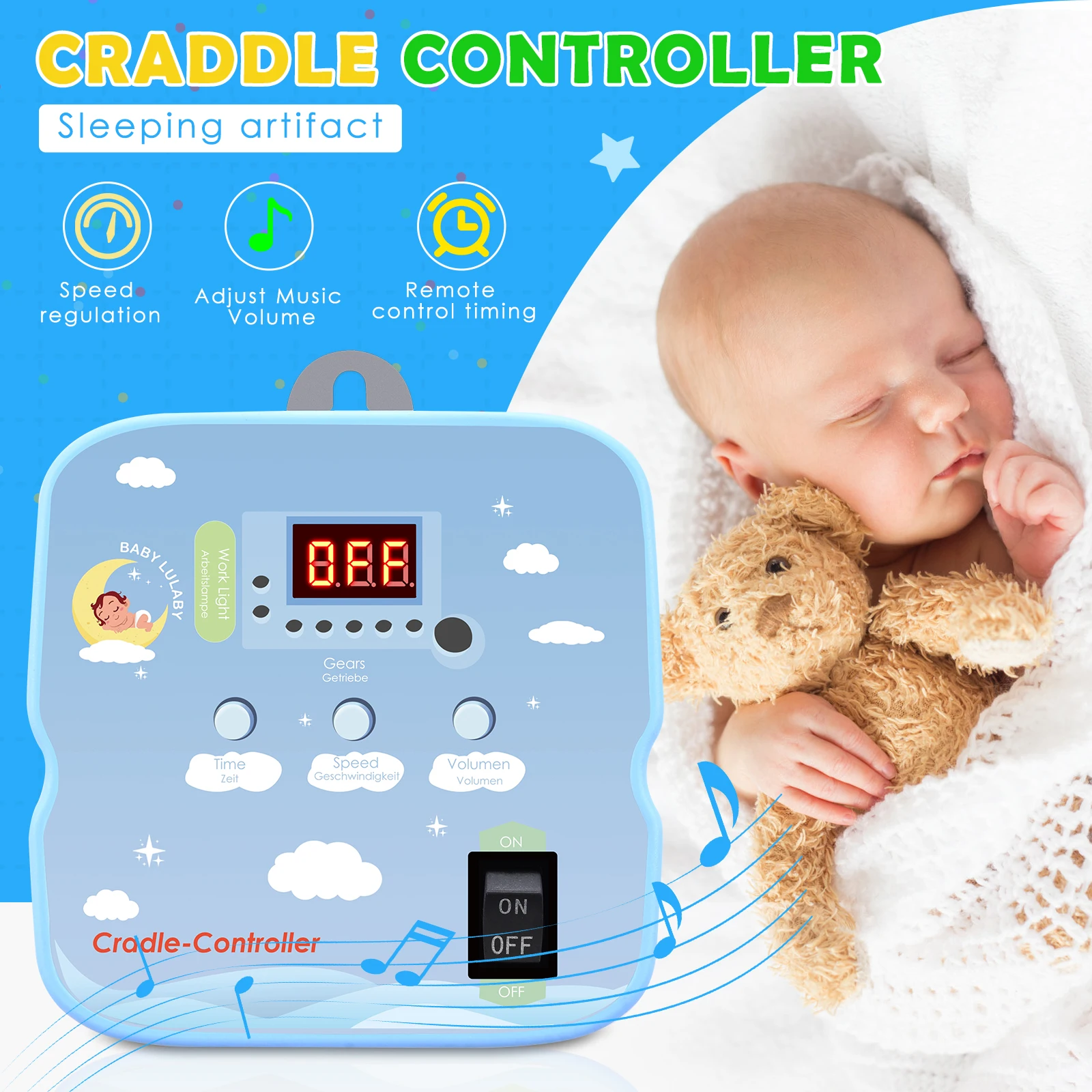 Electric Baby Swing Controller Adjustable Timer 2-Piece Spring Remote Control Up to 20 kg