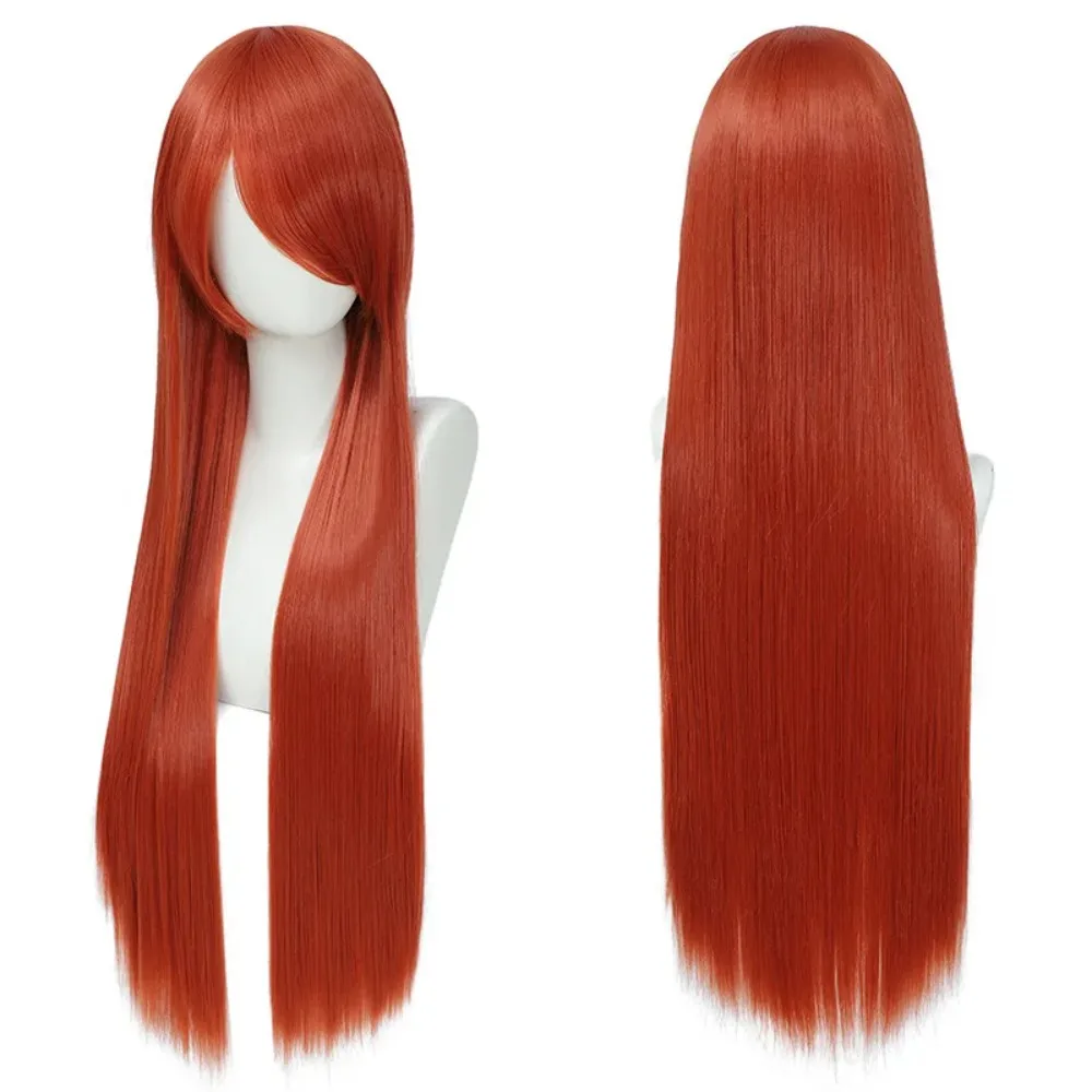 Neue 80cm Lange Synthetische Weiß-Lila Cosplay-Perücken Grünes Haar Glattes Rosa Haarteil Lolita-Perücke mit Pony Anime-Styling – Detail 4