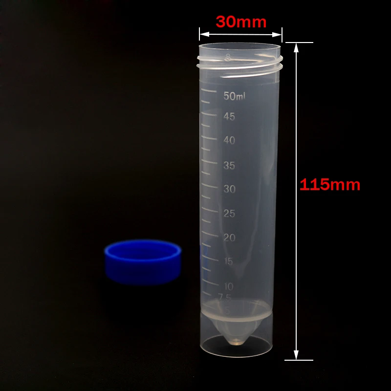 50ml Plastic Screw Cap Flat Bottom with Scale Freestanding Centrifuge Tube Equipment for Scientific Experiments 10pcs/pack