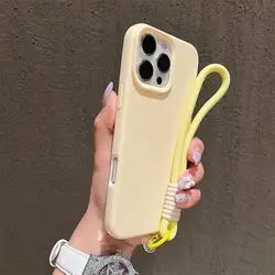 Luxury Colorful Cord Lanyard Shockproof Matte Silicone Soft Phone Case Cover - iPhone 15 Plus (1)