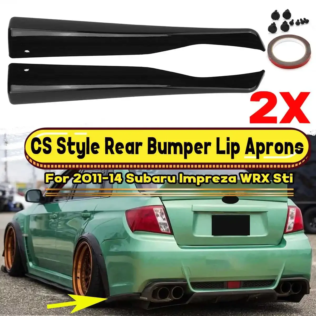 

CS Style 2x Car Rear Bumper Lip Diffuser Splitter Spoiler Guard Canard Protector For Subaru Impreza WRX Sti 2011-2014 4Dr
