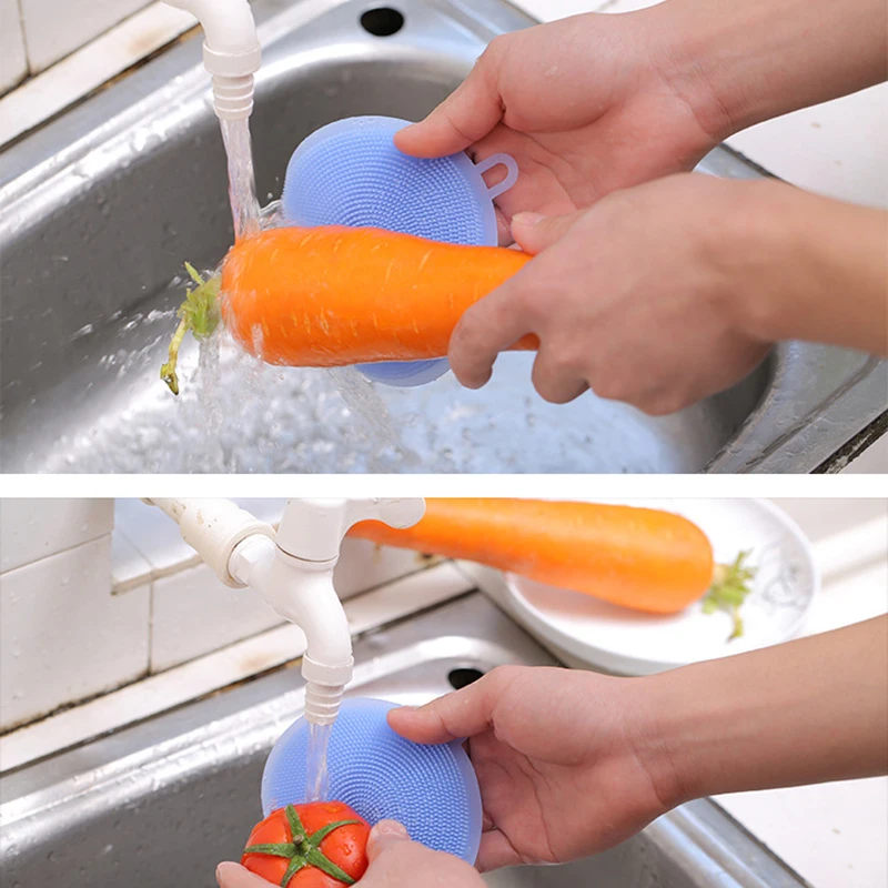 Kitchen Gadgets Round Silicone Magic Cleaning Brushes Washing Fruit Brush Insulation Pad Pot Bowl Cleaner Kitchen Accessories - 3