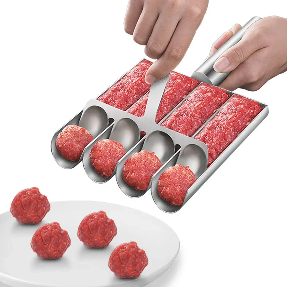 Easy-Release Non-Stick Meatball Maker Set-Manual Meatball Spoon for Effortless Fish Balls-Ideal Kitchen Tool for Home Cooking