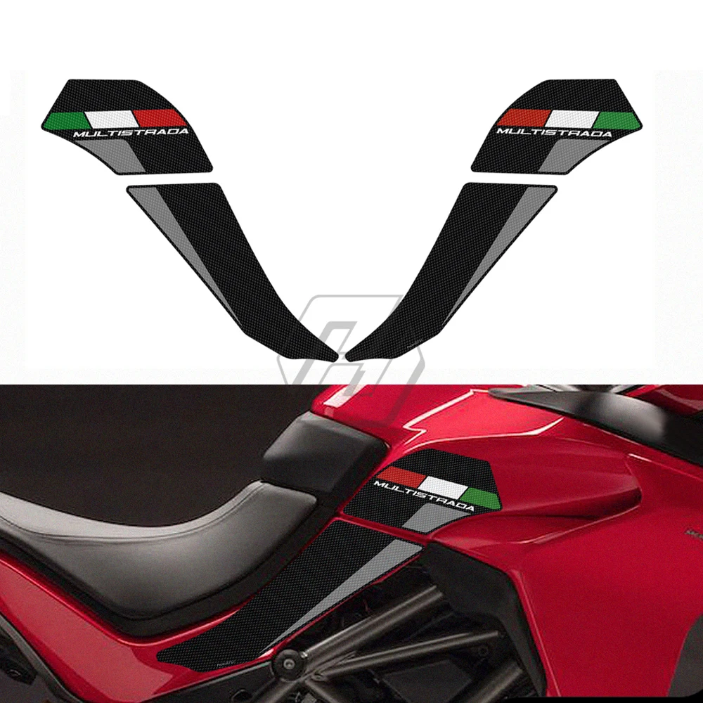 Motorcycle Tank Pad Protector Sticker Decal Gas Knee Grip Tank Traction Pad Side For Ducati Multistrada 1200 1260 2015-2020