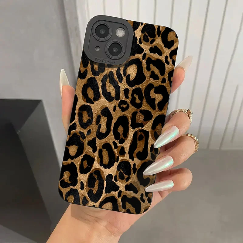 thumbnail image 1 of Funda de teléfono con estampado de leopardo, carcasa a prueba de golpes para iPhone 15, 14, 13, 12, 11, 16 Pro Max, XS, X, XR, 7, 8 Plus, SE 2, 1 of 5