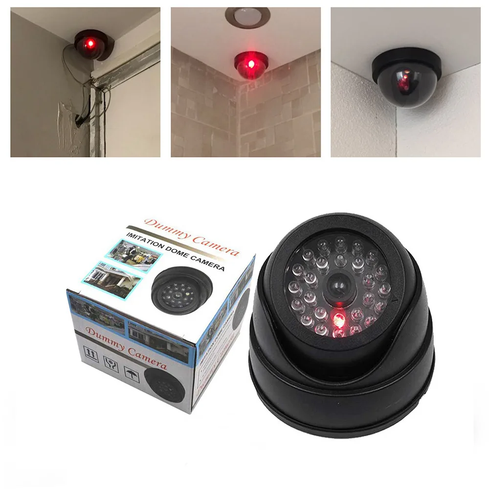 Wireless Dummy Fake Security Camera Fake CCTV Security Camera Home Dome Waterproof With Flashing Red LED Lights Indoor Outdoor
