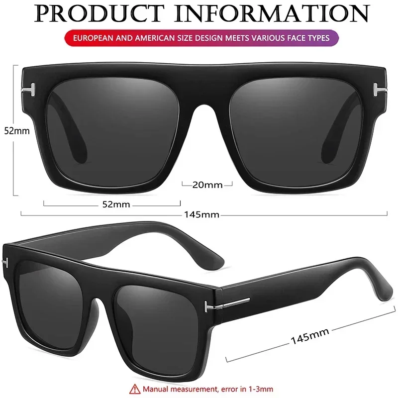 Trendy Square T-shaped Sunglasses Mens Womens Oversized Flat Top Shades Retro 70s Rectangle Driving Goggles UV400 3