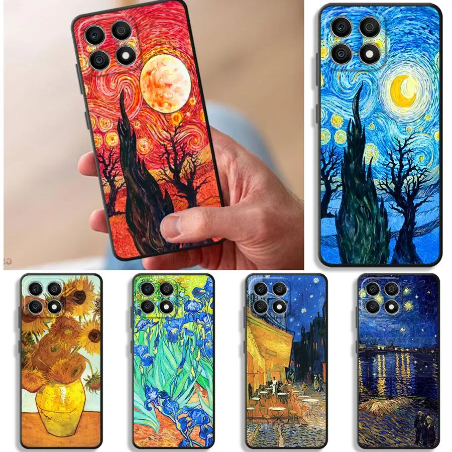 Van Gogh Starry Night Black Soft Phone Case Cover
