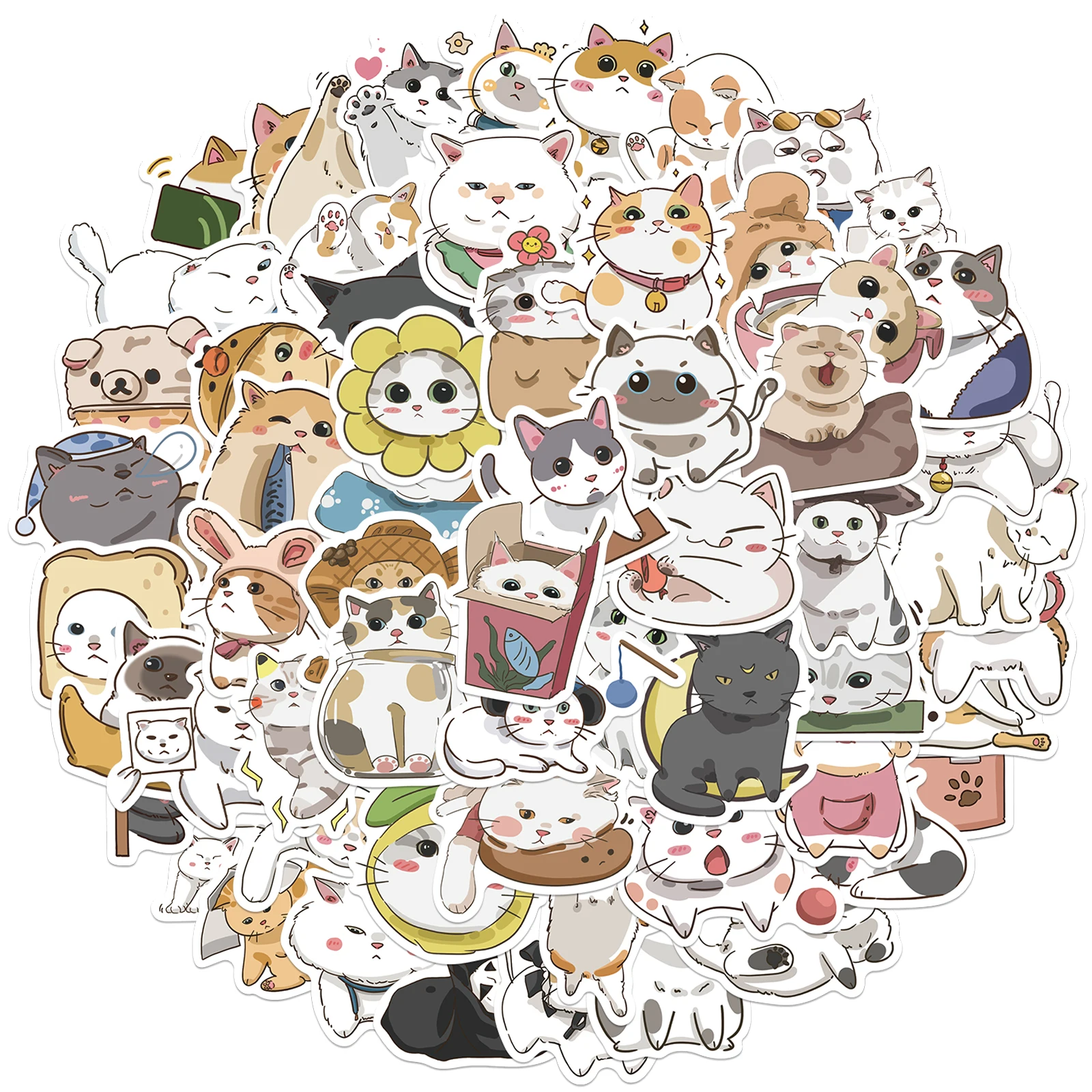 10/30/62Pcs Cartoon Cute Animal Cats Stickers Decal DIY Skateboard Laptop Luggage Guitar Cool Waterproof Sticker визитница cool clever cats