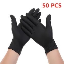 50PCS Pink Disposable Nitrile Gloves - Powder-Free, Durable, Multi-Purpose - L (Black 50pcs)