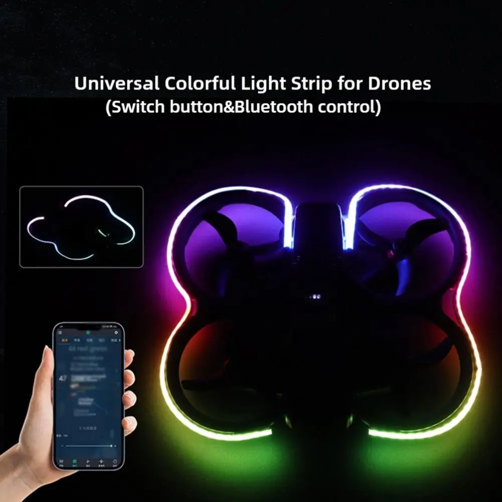 Bande lumineuse LED pour drone, silicone, étanche, 9 modes, bouton ou Bluetooth