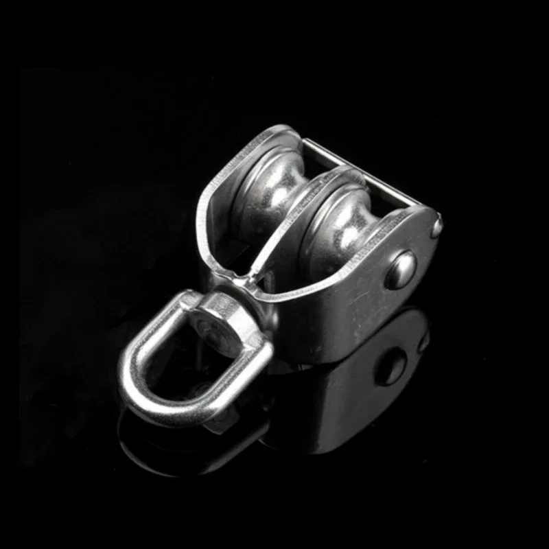 304 A2 Stainless Steel M15 M20 M25 M32 M50 Rotation Double Pulley Traction Lifting Sailing Boat Loading Pulley Block 2