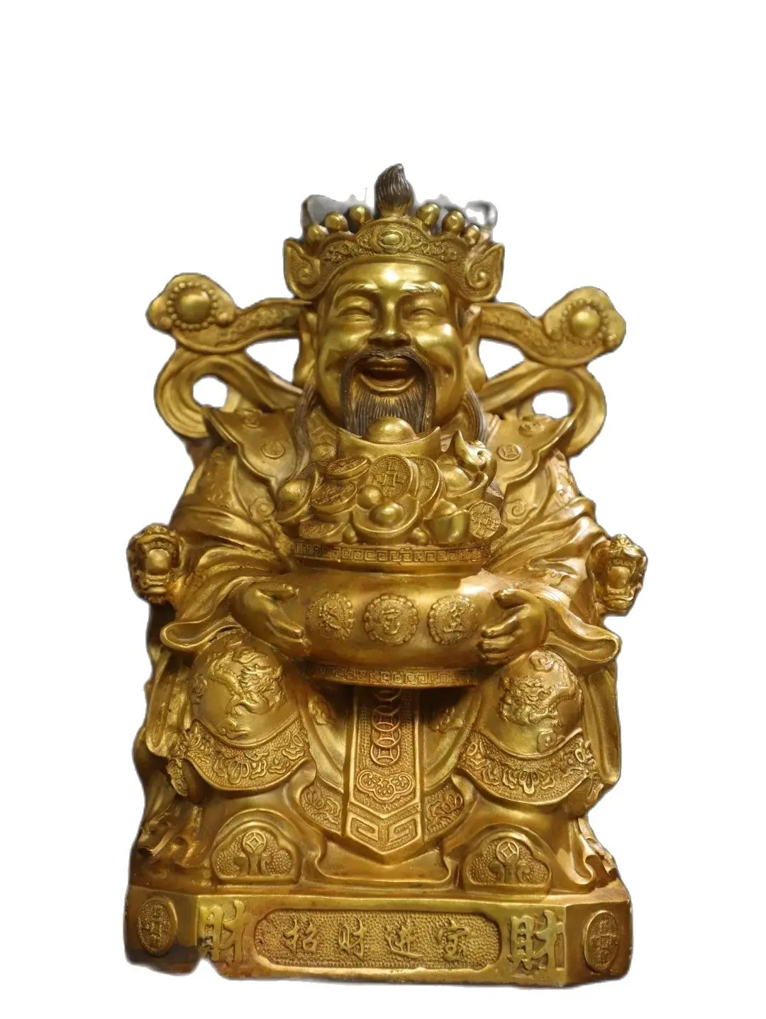 

Offering religious bronze gilded Buddha statues of the God of Wealth at home Size: 29CM high, 18CM wide, 15CM thick, 4.7KG heavy