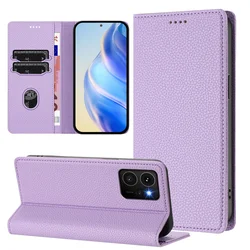 Magnetic Leather Wallet Flip Case - Premium Retro Cover for HMD Skyline 5G (PURPLE)